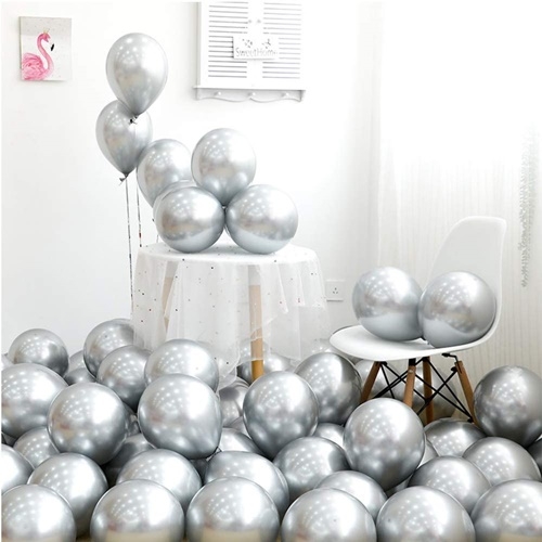 Balony lateksowe metaliczne srebrne 50 sztuk